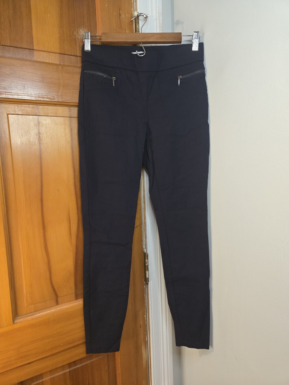 Dalia Black Skinny Ponte Pants with Zip Pocket Detail